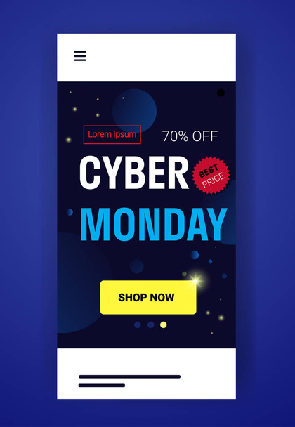 big sale template cyber monday banner special offer promo marketing holiday shopping concept advertising campaign smartphone screen online mobile app vertical - Vektor, obrázek