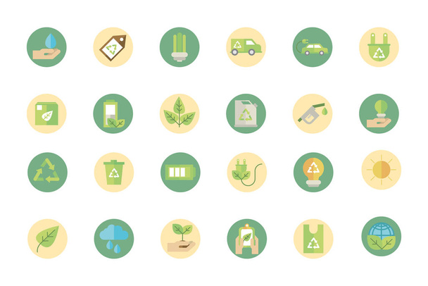 ecological green energy block icons collection - Vektori, kuva