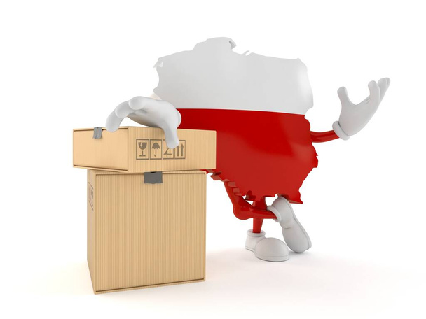 Polonia carácter con pila de cajas
 - Foto, imagen