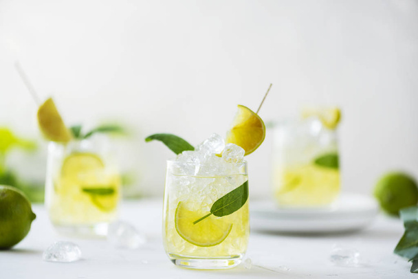 Summer cocktail with sage and lime - Φωτογραφία, εικόνα