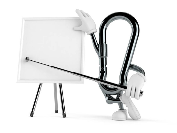 Carabiner character with blank whiteboard - Photo, Image
