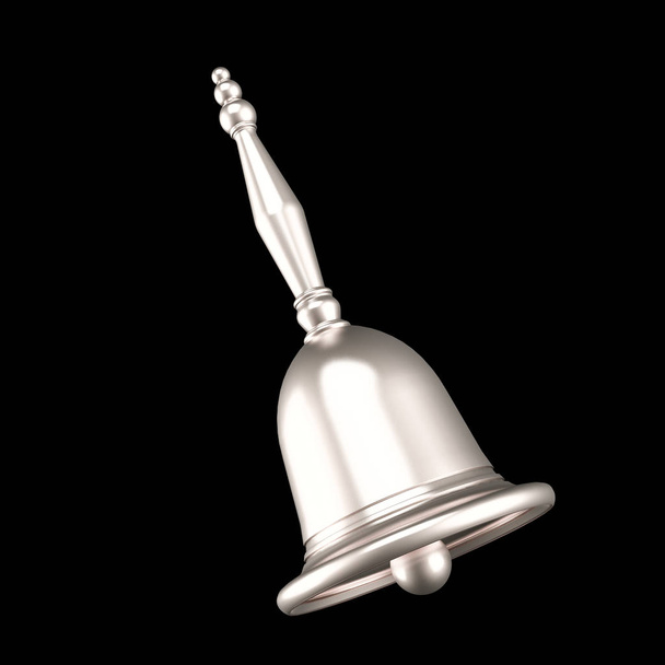 Beautiful, isolated metal Christmas bell. 3d illustration, 3d re - Фото, изображение