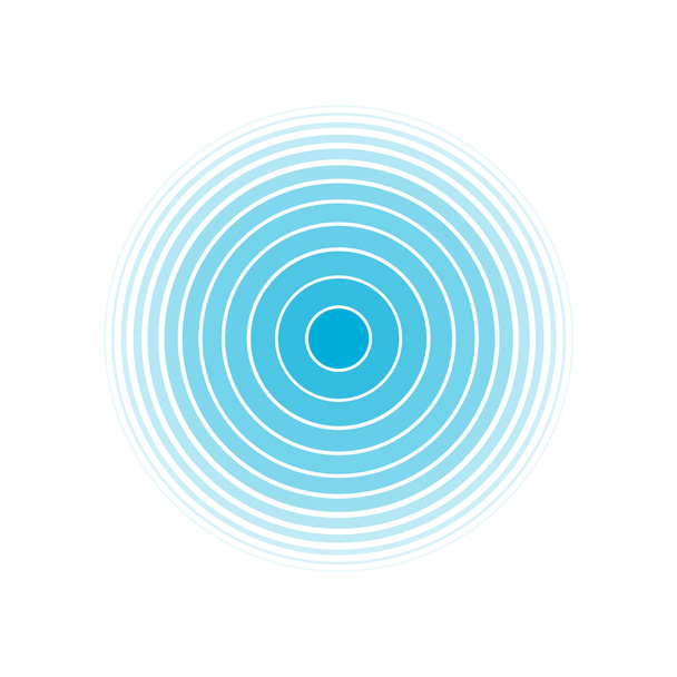 Radarképernyő koncentrikus kör. Körbe. Hanghullám. Kék gyűrű. Rádiójel. - Fotó, kép
