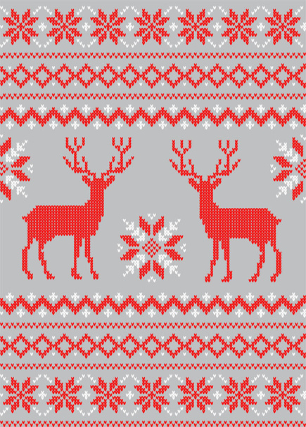 Knitted Christmas and New Year pattern on a transparent background - Vector, Image