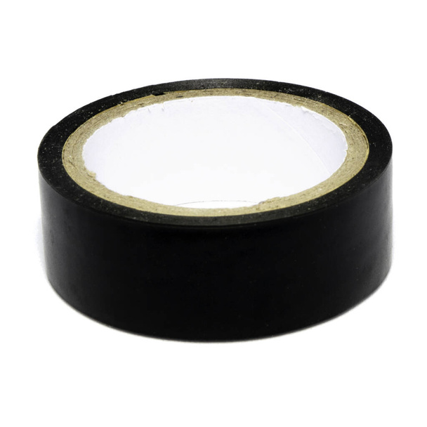 Roll of black plastic duct tape isolated on white - Photo, Image
