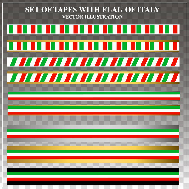 Conjunto de cintas con banderas Italia. Ilustración vectorial
. - Vector, Imagen