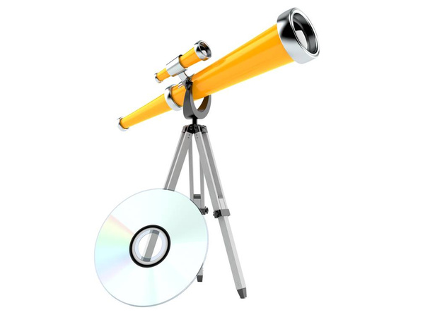 Telescope with cd disc - Photo, Image