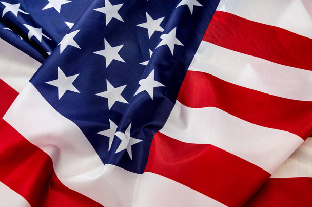 flag USA with wave close up - Photo, Image
