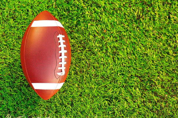 Rögbi labda a zöld mezőn a szabadban - Fotó, kép