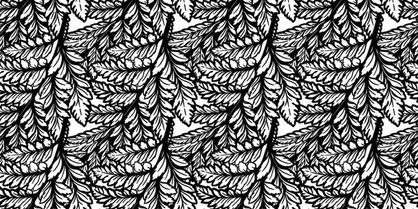 Tropical palm or fern leaves seamless pattern - Vector, Image