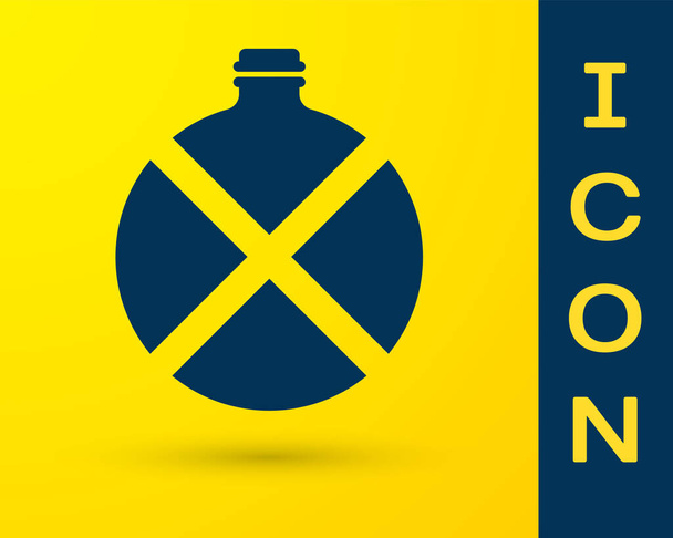 Blue Canteen water bottle icon isolated on yellow background. Tourist flask icon. Jar of water use in the campaign.  Vector Illustration - Vector, Image
