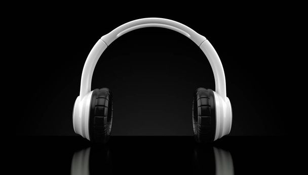 auriculares sobre fondo negro - Foto, Imagen