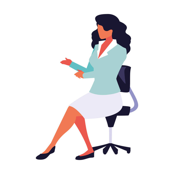 donna d'affari seduta in ufficio sedia su sfondo bianco
 - Vettoriali, immagini