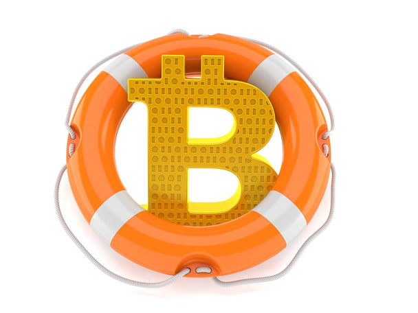 Bitcoin-Symbol mit Rettungsring - Foto, Bild