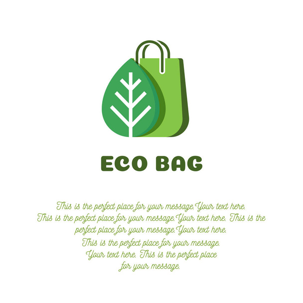 Eco bag banner concept with bag and leaf - Vettoriali, immagini
