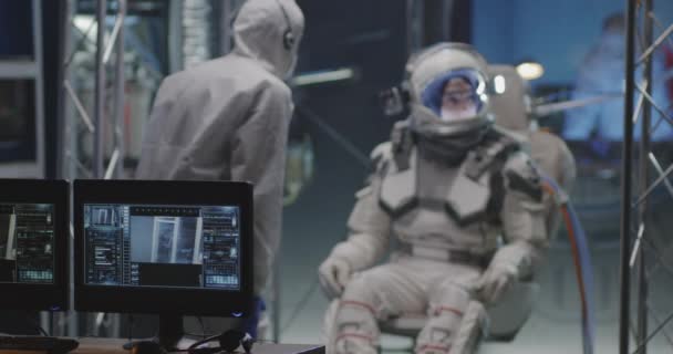 Astronaut testing spacesuit camera - Footage, Video
