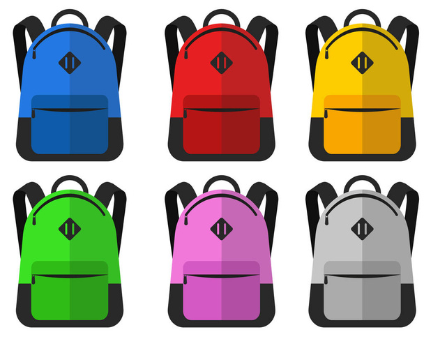 Vector illustration of school bags set. Isolated. - Vector, Image