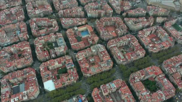 Aerial view. Typical square quarters of Barcelona. - Footage, Video