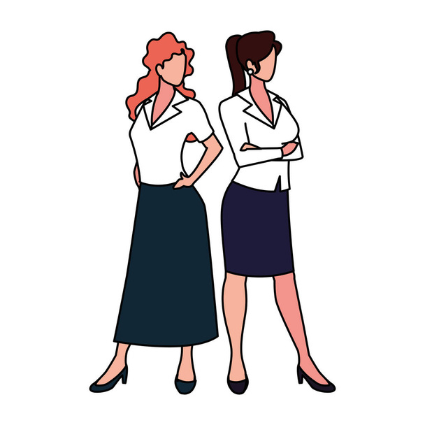 cute businesswomen with various views, poses and gestures - Vector, Image