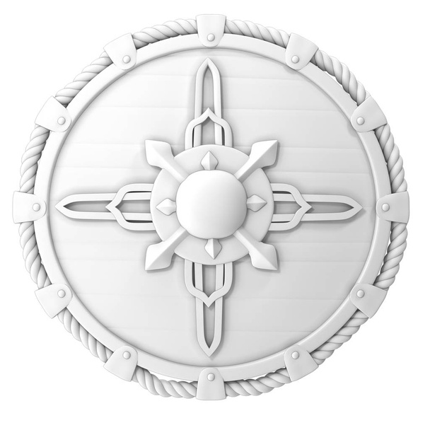 Patrón de escudo vikingo en blanco y negro .3d ilustración
 - Foto, Imagen