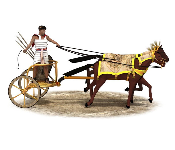 3d model of chariot with warrior on white background - Photo, Image