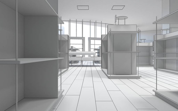 Visualización interior tienda gris, ilustración 3D
  - Foto, Imagen