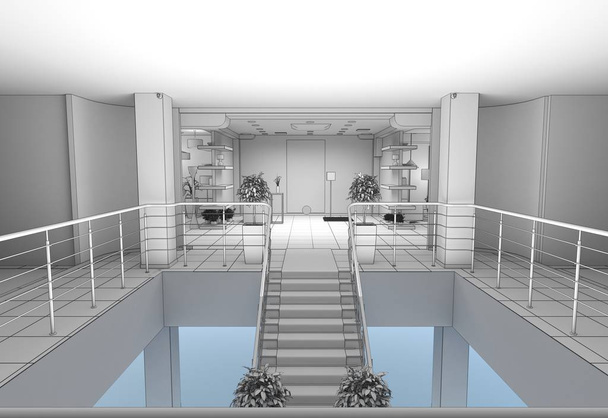 Moderní vizualizace interiéru skladu, 3D ilustrace - Fotografie, Obrázek