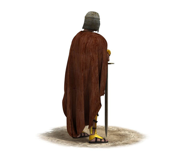 3D цветная иллюстрация римского воина с мечом
  - Фото, изображение