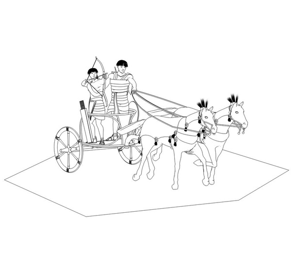 Sketch model of chariot with two warriors on white background - Photo, Image