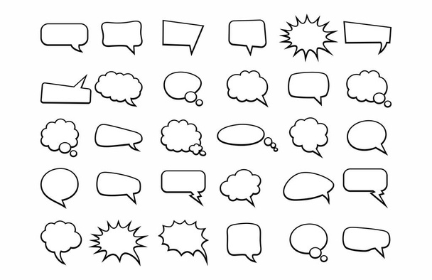 Illustrator vector of Empty Speak Thoughts Bubbles Collection set, isolated on a white background. - Photo, Image