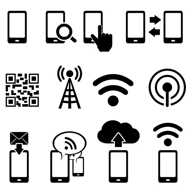 Mobil und Wifi Icon Set - Vektor, Bild