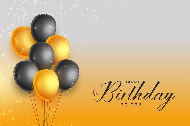 Happy birthday gold and black celebration background design
 - Вектор,изображение