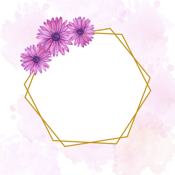 watercolor floral template with flower - Φωτογραφία, εικόνα