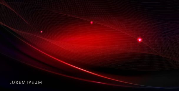 Тонкий темно-красный фон с изогнутыми светлыми полосами и блестками
 - Вектор,изображение