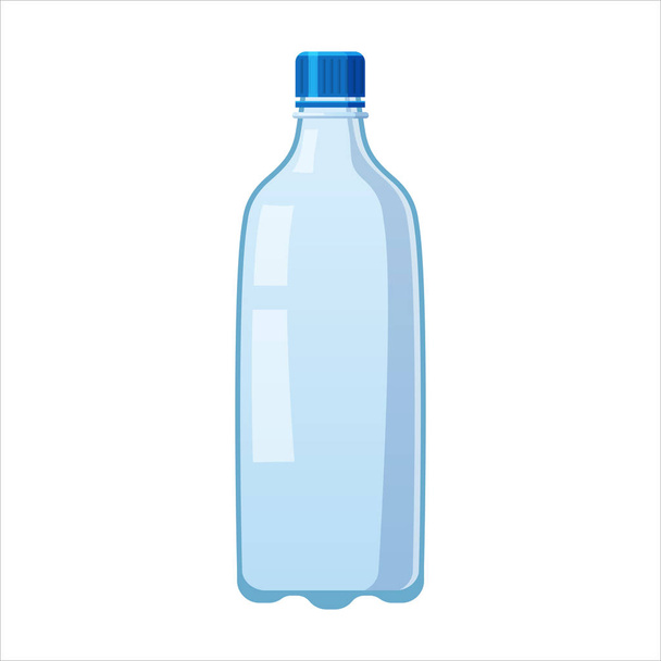 Icono de botella de agua de plástico bebida de contenedor líquido vacío con tapón de rosca para beber agua mineral. Plantilla de maqueta, ilustración de estilo de dibujos animados vectoriales aislada sobre fondo blanco
 - Vector, Imagen