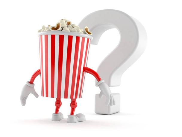 Popcorn χαρακτήρα κοιτάζοντας σύμβολο ερωτηματικό - Φωτογραφία, εικόνα