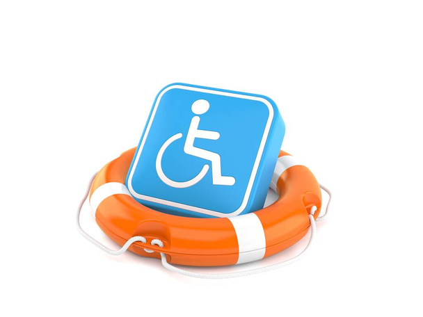 Vammaissymboli pelastusrenkaan sisällä
 - Valokuva, kuva