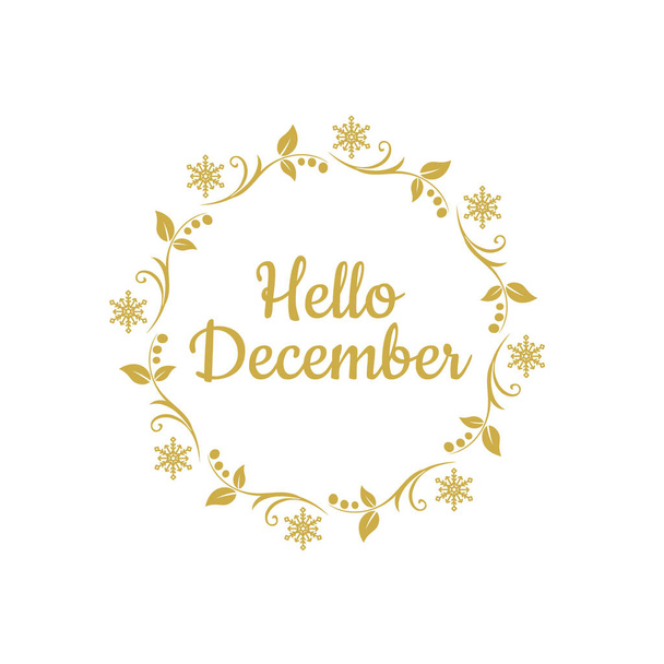 Hello december quote isolated on white background. Hand drawn wi - Vector, afbeelding