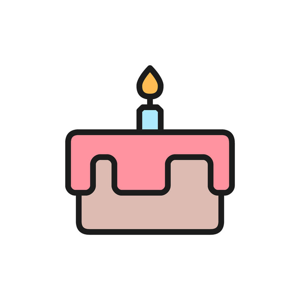 Vector first birthday cake flat color icon. - Vector, Image