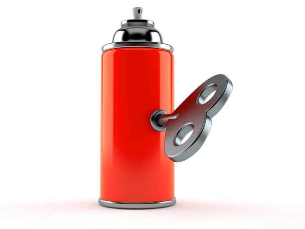 Spray de lata com chave de relógio
 - Foto, Imagem