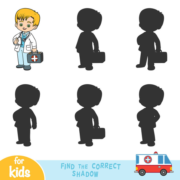 Find the correct shadow, education game, Doctor - Vector, Image