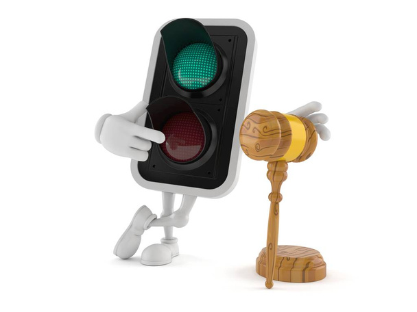 Carácter semáforo verde con martillo
 - Foto, Imagen