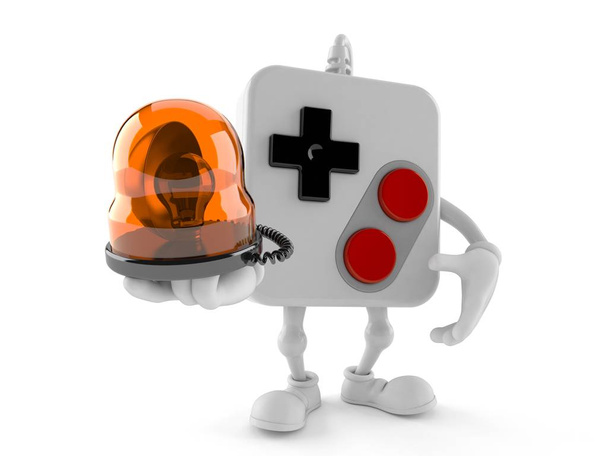Personagem Gamepad segurando sirene de emergência
 - Foto, Imagem