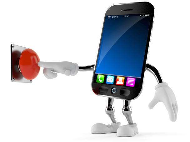 Smart phone character pushing button - Photo, Image
