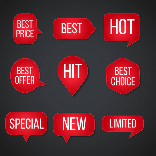 red sale stickers collection. Set of labels - Vector, afbeelding