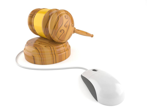 Martillo de juez con ratón de ordenador
 - Foto, Imagen