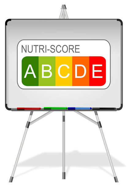 ホワイトボードwith Nuti-Score Label, 5色の栄養ラベル- 3Dイラスト - 写真・画像