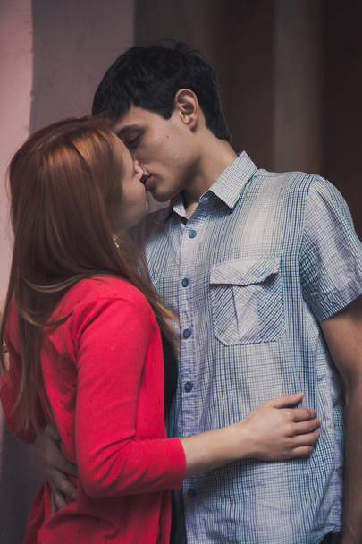Young man kissing his lover's neck - Fotó, kép