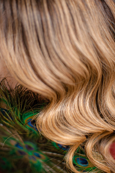 Hollywood wave on long brown hair - Фото, зображення