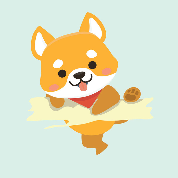 Vector illustration of cute Shiba Inu dog. - Vektor, kép